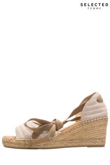 Selected Femme Milla Leather Wedge Espadrille Sandals