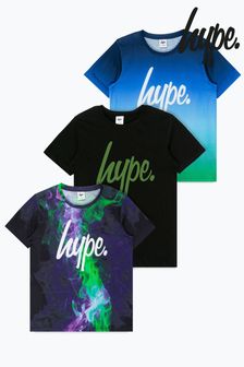 Hype Boys Green Flame Fade Script T-Shirt Three Pack