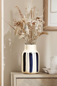 Blue/White Coastal Ceramic Vase