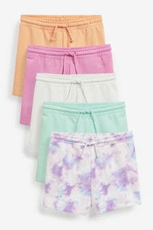 Pink Blue Green White Tie Dye 5 Pack Shorts (3-16yrs) (M70362) | £23 - £29