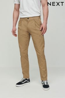 Pleated Stretch Chino Trousers
