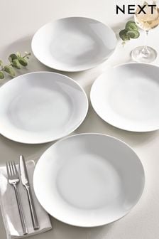 White Nova Set of 4 Dinner Plates