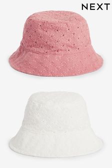 2 Pack Broderie Bucket Hats (3mths-6yrs)
