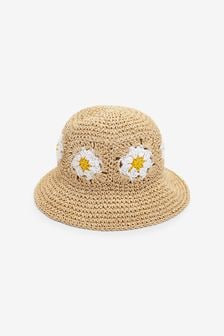 Natural Hand Crochet Straw Hat (3-16yrs) (M71113) | £10 - £13