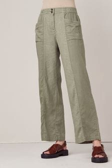 Khaki Green Linen Blend Wide Leg Trousers (M71959) | £24
