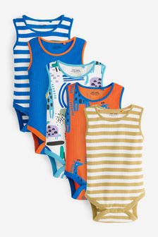 Bright Animal Print Baby 5 Pack Vest Bodysuits (M73161) | £14 - £18