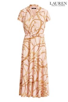 Lauren Ralph Lauren Pink Earnest Belted Print Dress