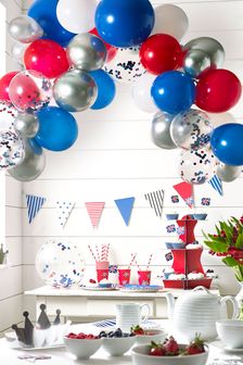 Red/Navy/White Jubilee Balloon Arch