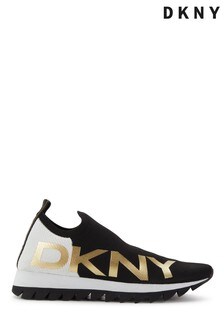 DKNY Azer Black/White Slip On Logo Runner Trainers