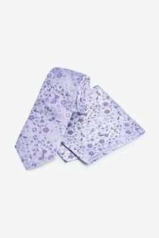 Floral Silk Tie And Pocket Square Set