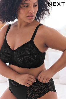 Black Total Support Non Pad Non Wire Full Cup Comfort Lace Bra (M76226) | £24