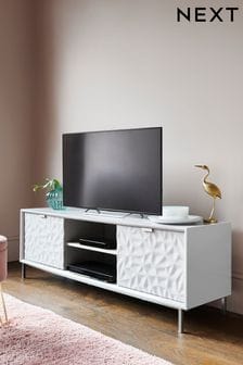 White Mode Textured Wide TV Stand