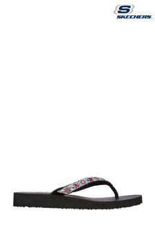 Skechers Black Meditation Garden Bliss Thong Womens Sandals (M77611) | £34