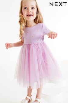 Lilac Purple Rainbow Short Sleeve Party Tutu Dress (3mths-7yrs) (M78019) | £14 - £18