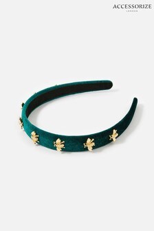Accessorize Green Bee Embellished Velour Headband