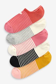 Heart Stripe Pattern Invisible Trainer Socks 5 Pack (M78972) | £10
