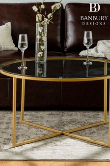 Banbury Designs 36" XBase Coffee Table - Glass/Gold