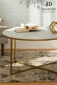 Banbury Designs 36" XBase Coffee Table - Marble/Gold