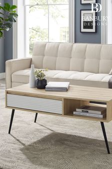 "Banbury Designs 44"" Fluted 1 Drawer Coffee Table"
