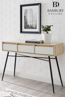 "Banbury Designs 44"" Fluted 3 Drawer Entry Table Solid White Birch"