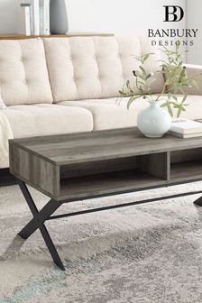 Banbury Designs 42"" X Leg Metal and Wood Coffee Table