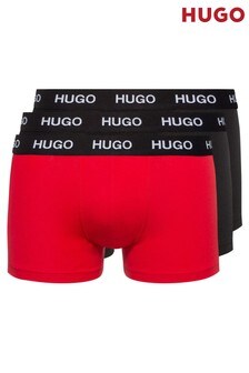 HUGO Mens Red Triplet Pack Trunks