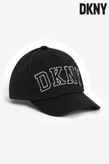 DKNY Black Cotton Twill Logo Cap