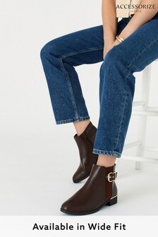 Accessorize Brown Wide Fit Chelsea Ankle Boots