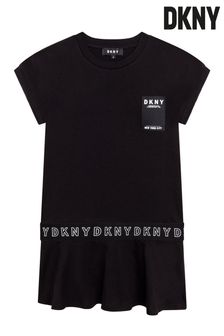 DKNY Black Logo Drop Hem Dress