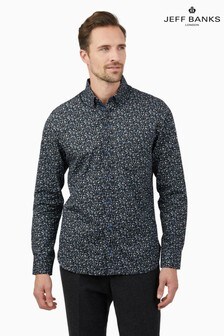 Jeff Banks Grey Long Sleeve Grey Floral Print Shirt