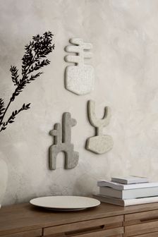 Set of 3 Natural Stone Effect Abstract Shaped Wall Art