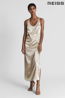 Reiss Silver Lottie Metallic Maxi Dress (M82117) | £198
