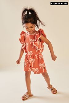 Myleene Klass Kids Orange And Pink Palm Print Playsuit (M82221) | £20 - £22