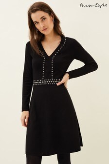 Phase Eight Black Claren Studded Knitted Dress