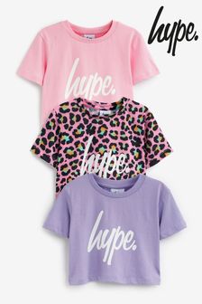 Hype Girls Pink, Lilac, Leopard T-Shirts Three Pack