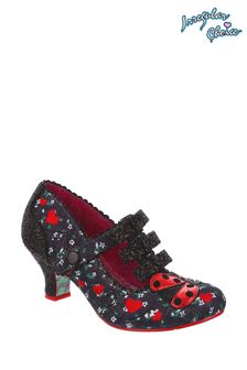 Irregular Choice Ladybuggin Black T-Bar Court Shoes