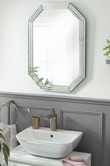 Clear Faceted Deco Mirror