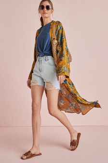 Printed Kimono Shirt Cover-Up