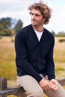 Navy Blue Cotton Rich Cardigan (M85039) | £28