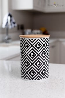 Beau And Elliot White Monochrome Tile Canister