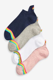 Rainbow Heel Motif Trainer Socks 5 Pack