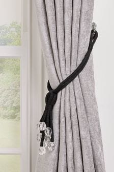Set of 2 Black Isabel Chandelier Curtain Tie Backs