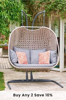 Leisuregrow Grey Garden Oslo Double Egg Chair (M87551) | £1,000