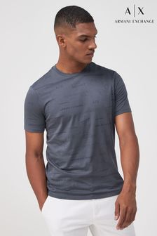Armani Exchange Grey Logo Print T-Shirt