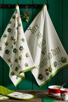 Christmas Sprouts Kitchen Tea Towels (M88954) | £10