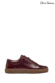 Oliver Sweeney Red Hayle Claret Antiqued Calf Leather Trainers