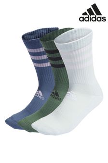 adidas Green 3-Stripes Cushioned Crew Socks Three Pack