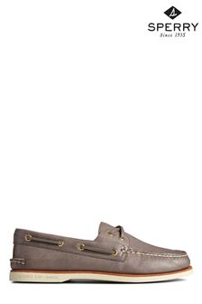 Sperry Grey Gold A/O Two-Eye Boat Shoe Lace Shoes