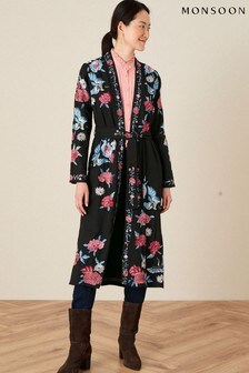 Monsoon Black Elizabeth Embroidered Kimono