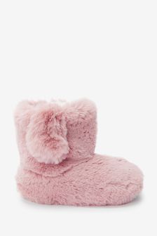 Pink Recycled Faux Fur Slipper Boots (M90120) | £14 - £17